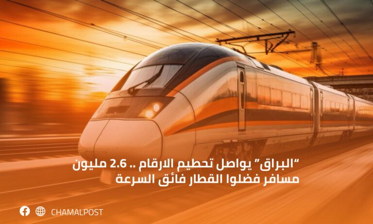 “البراق” يواصل تحطيم الارقام .. 2.6 مليون مسافر فضلوا القطار فائق السرعة