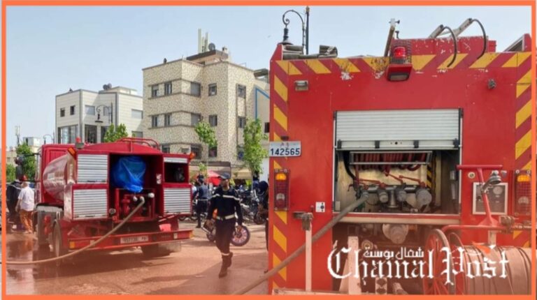 طنجة: حريق يلتهم محلًا تجاريًا لبيع الأثواب بعين قطيوط